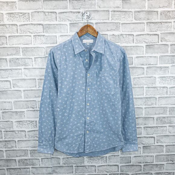Krammer & Stoudt NY Men's Button up Shirt blue chambray floral print size Medium - Picture 2 of 5